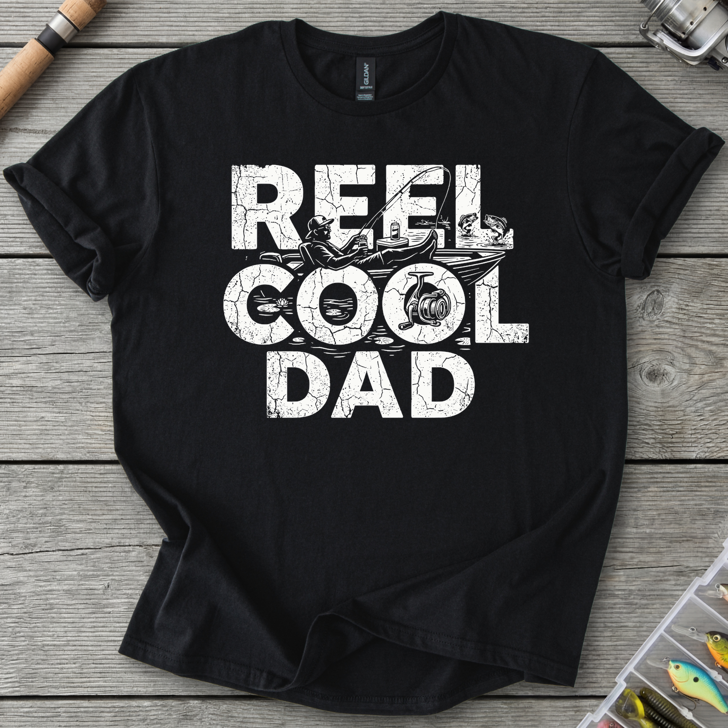 Reel Cool Dad Fishing T-Shirt in Black | River Giants Club