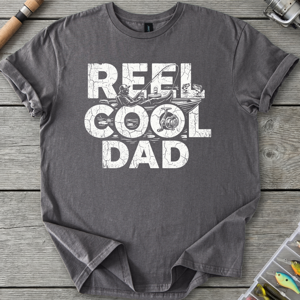 Reel Cool Dad Fishing T-Shirt in Charcoal | River Giants Club