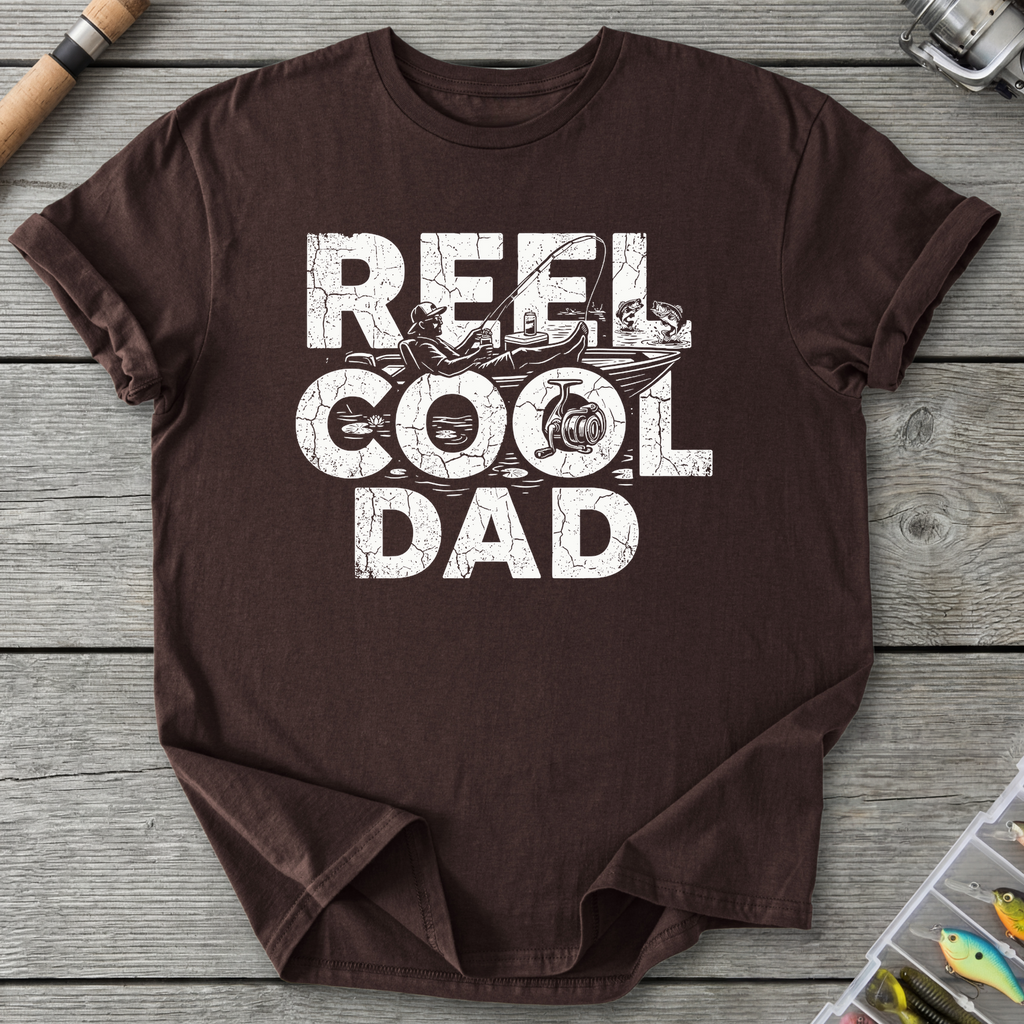 Reel Cool Dad Fishing T-Shirt in Dark Chocolate | River Giants Club