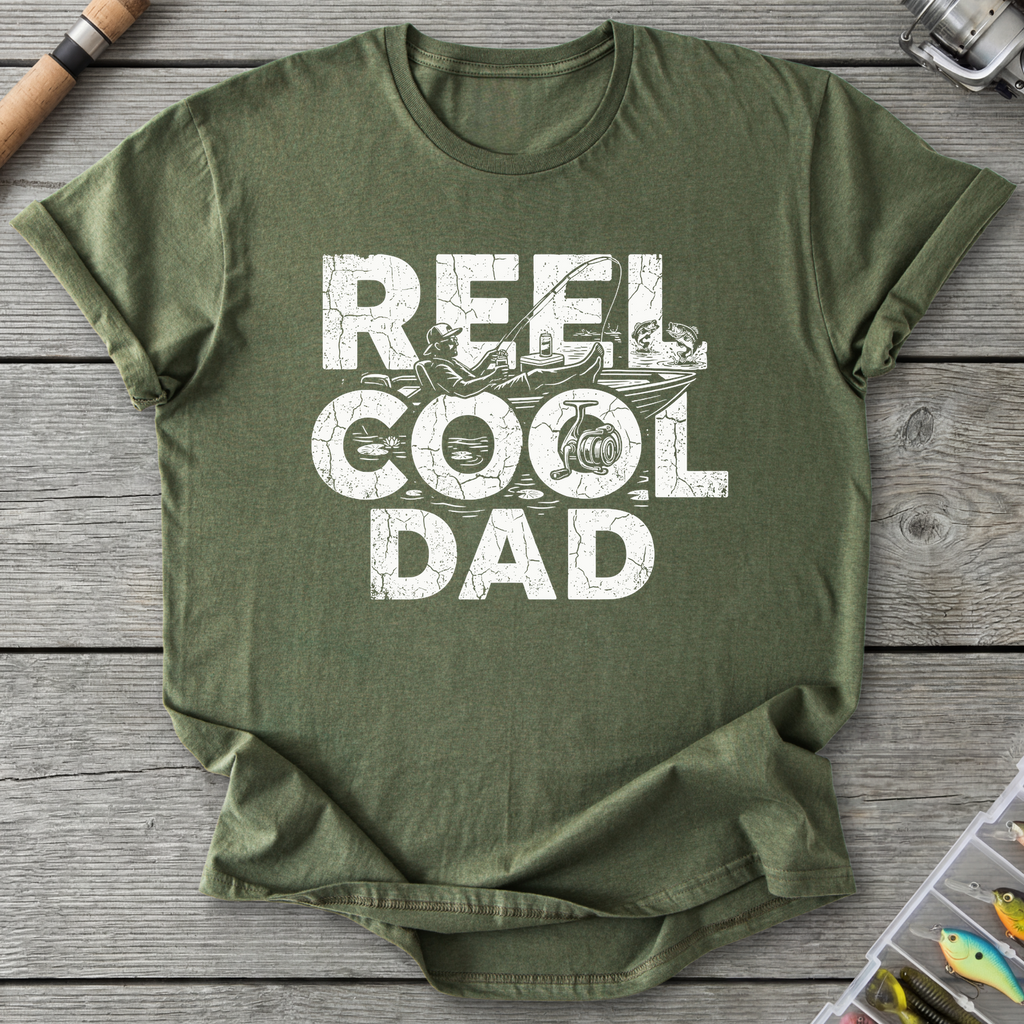 Reel Cool Dad Fishing T-Shirt in Military Green | River Giants Club