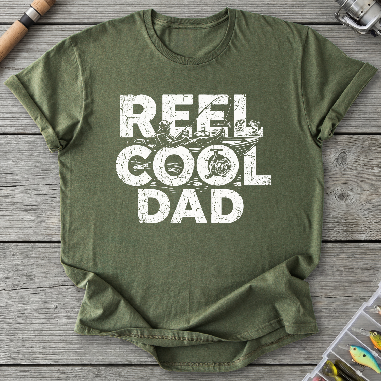 Reel Cool Dad Fishing T-Shirt in Military Green | River Giants Club