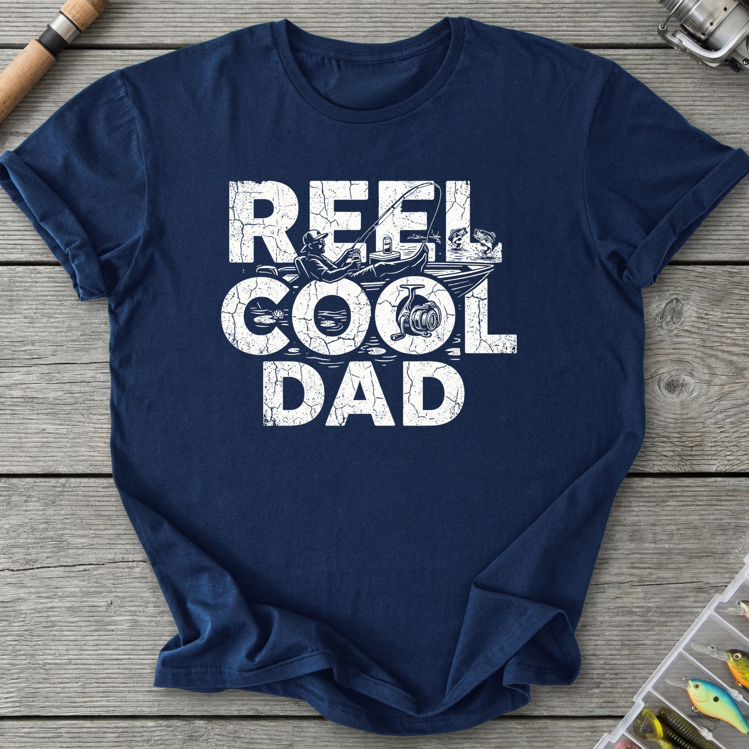 Reel Cool Dad Fishing T-Shirt in Navy | River Giants Club