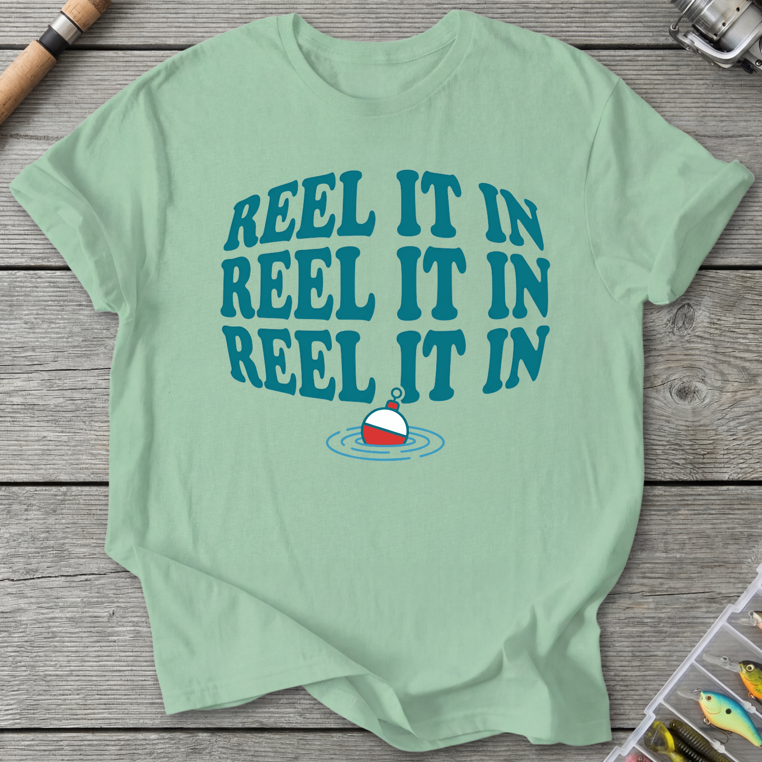 Reel It In Fishing Humor T-Shirt in Mint Green | River Giants Club