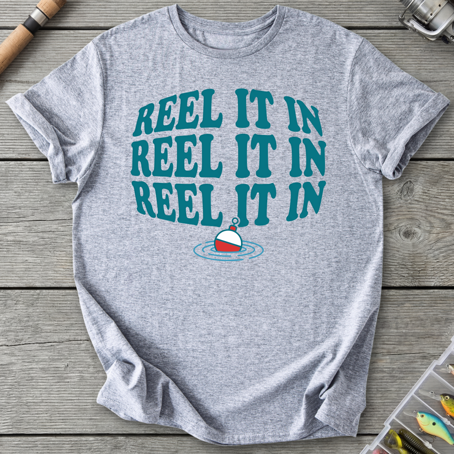 Reel It In Fishing Humor T-Shirt in Sport Grey | River Giants Club