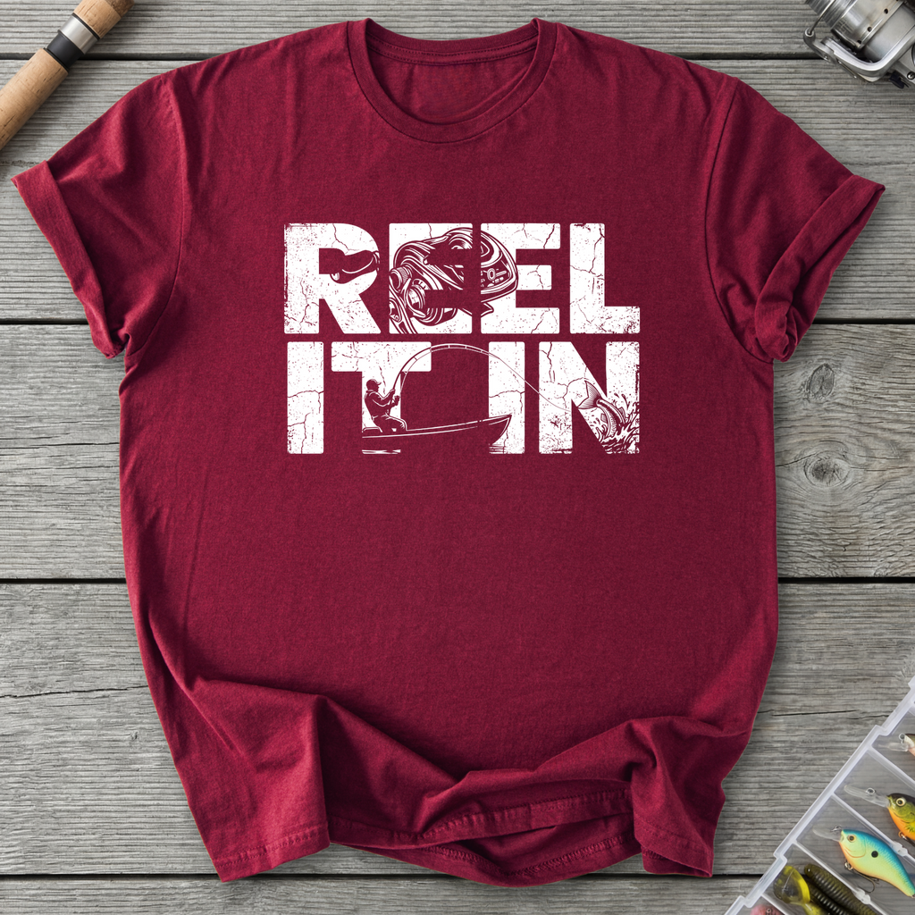 Reel It In Silhouette T-Shirt in Maroon | River Giants Club