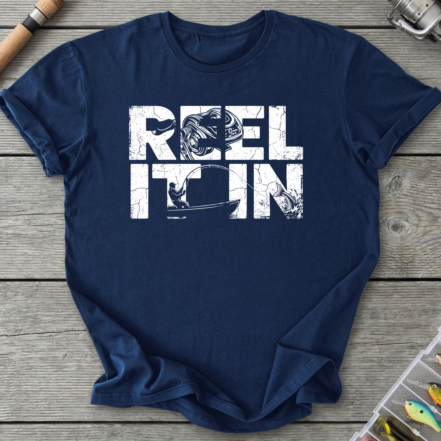 Reel It In Silhouette T-Shirt in Navy | River Giants Club