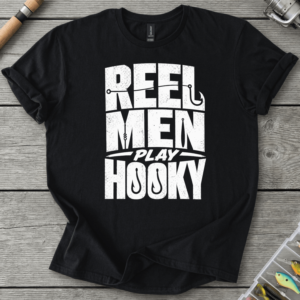 Reel Men Play Hooky T-Shirt in Black | River Giants Club