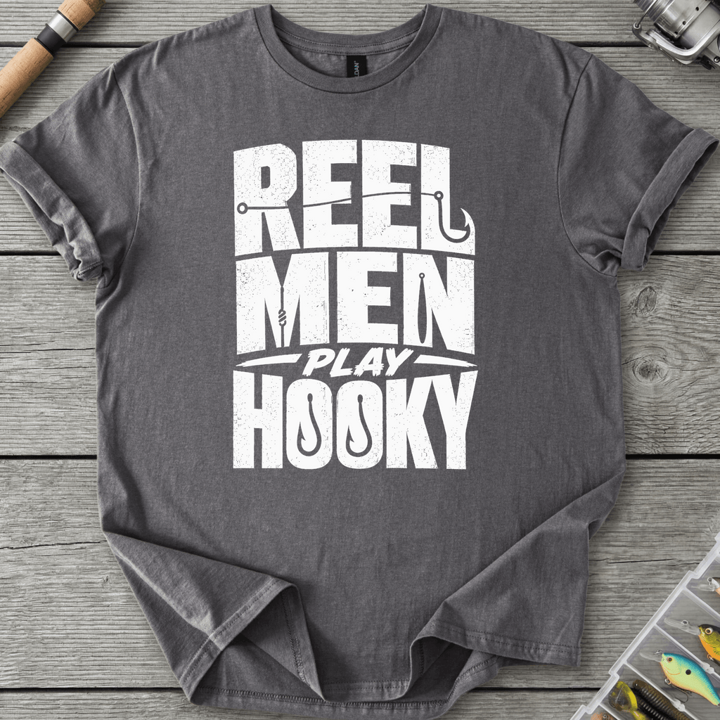 Reel Men Play Hooky T-Shirt in Charcoal | River Giants Club
