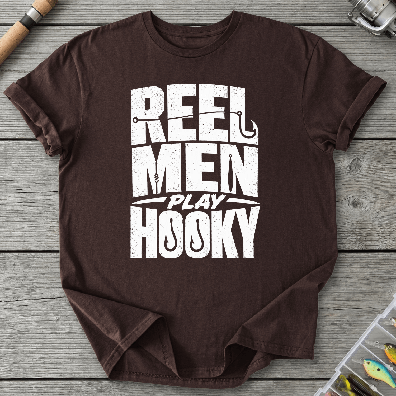 Reel Men Play Hooky T-Shirt in Dark Chocolate | River Giants Club