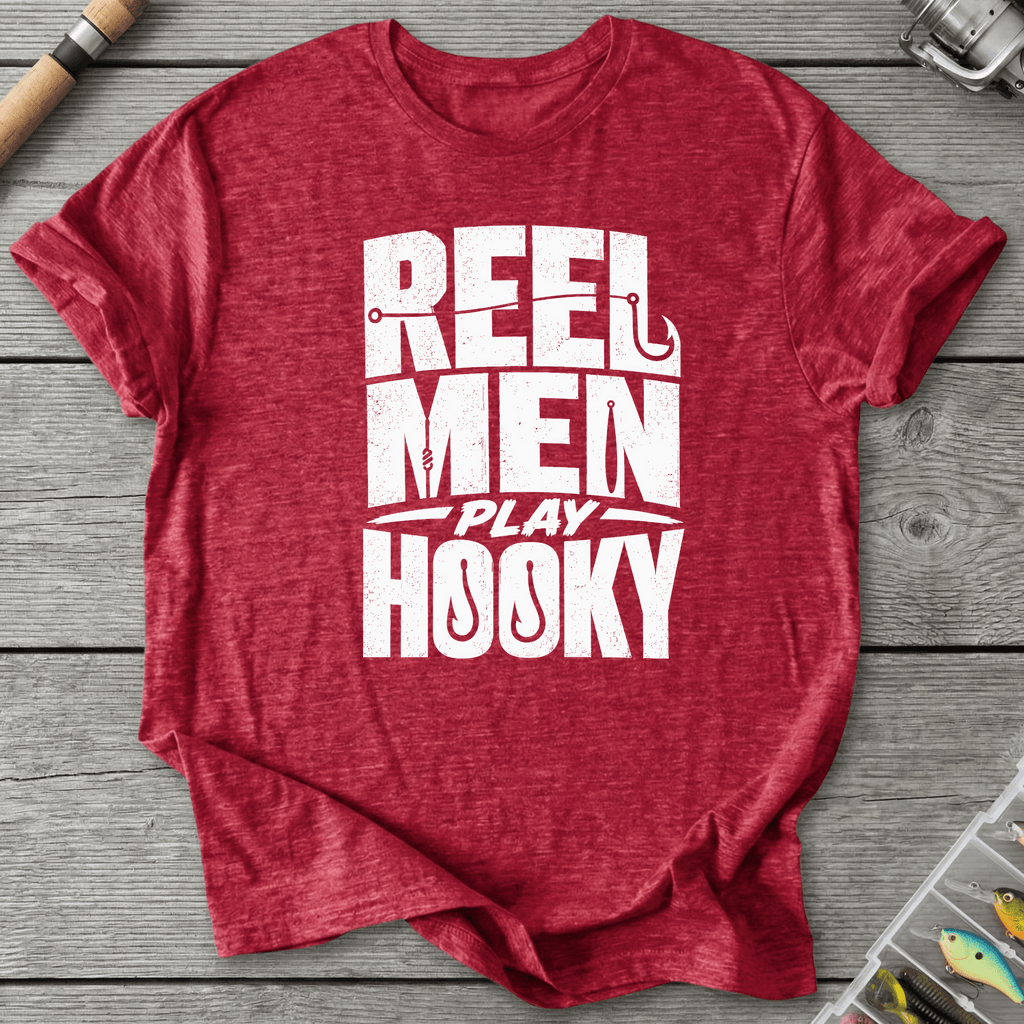 Reel Men Play Hooky T-Shirt in Heather Red | River Giants Club