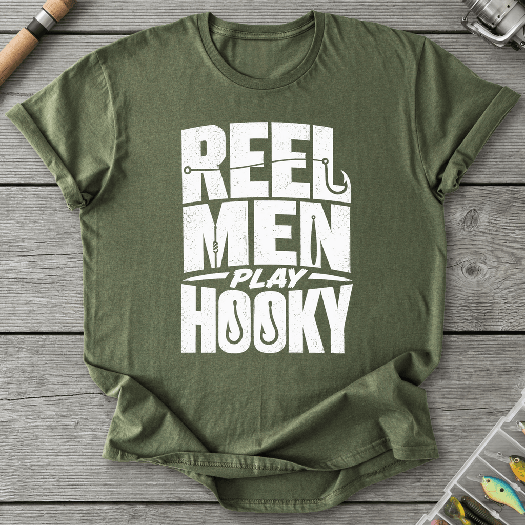 Reel Men Play Hooky T-Shirt in Military Green | River Giants Club