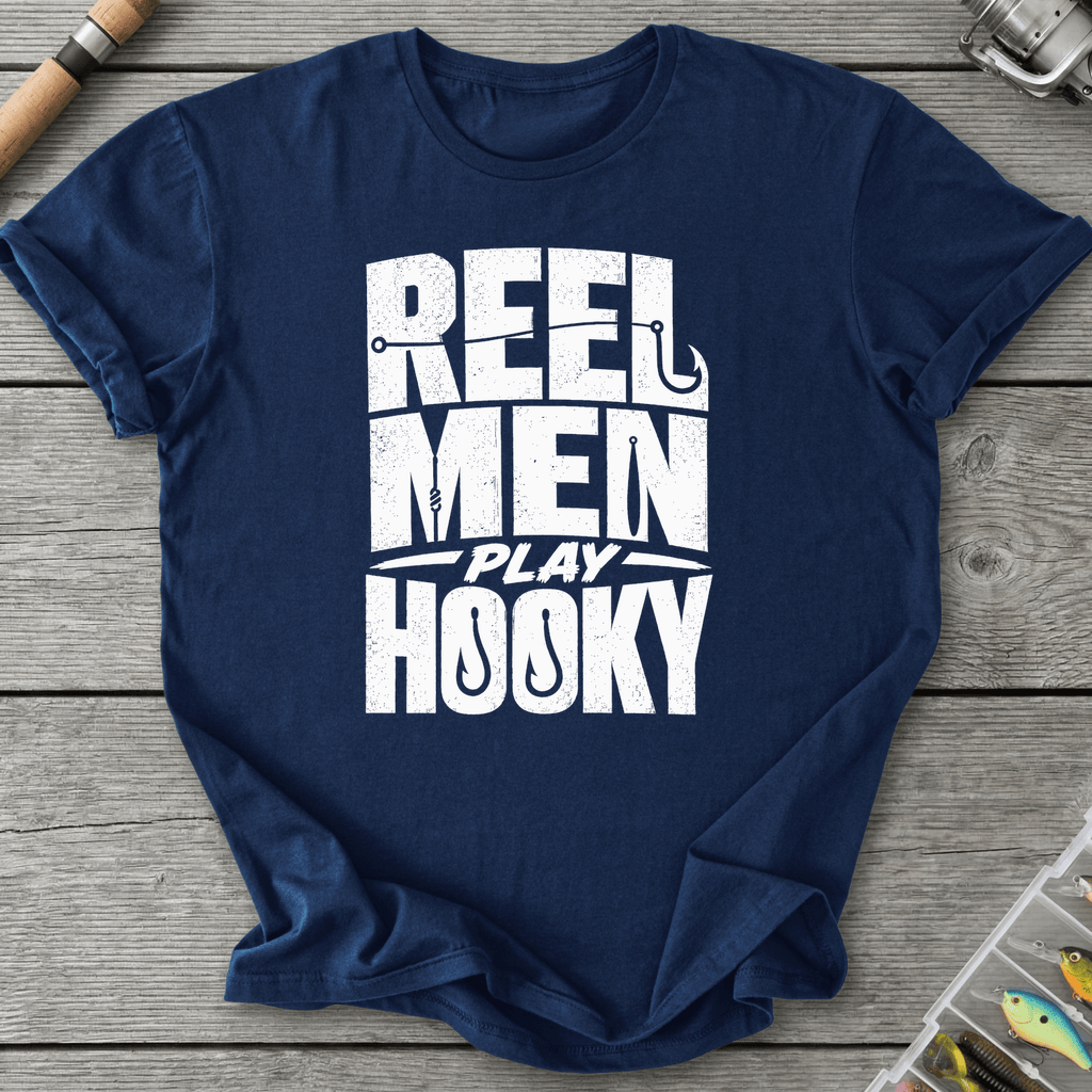 Reel Men Play Hooky T-Shirt in Navy | River Giants Club