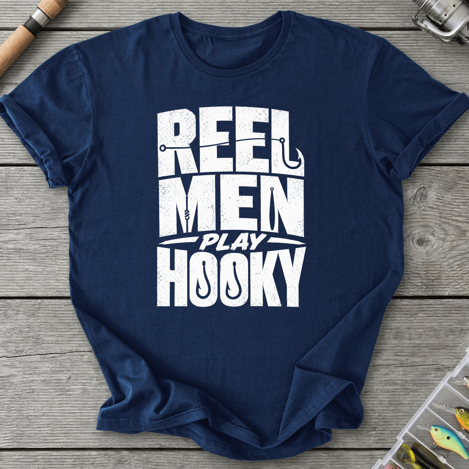 Reel Men Play Hooky T-Shirt in Navy | River Giants Club