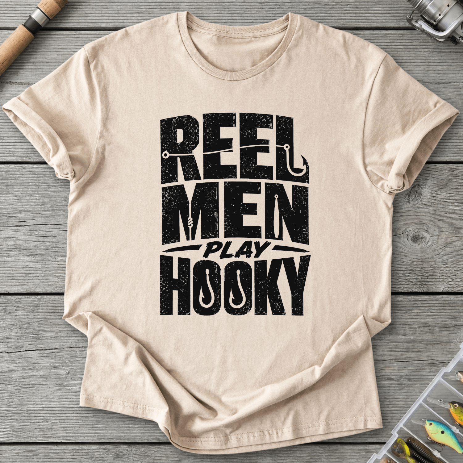 Reel Men Play Hooky T-Shirt in Sand | River Giants Club