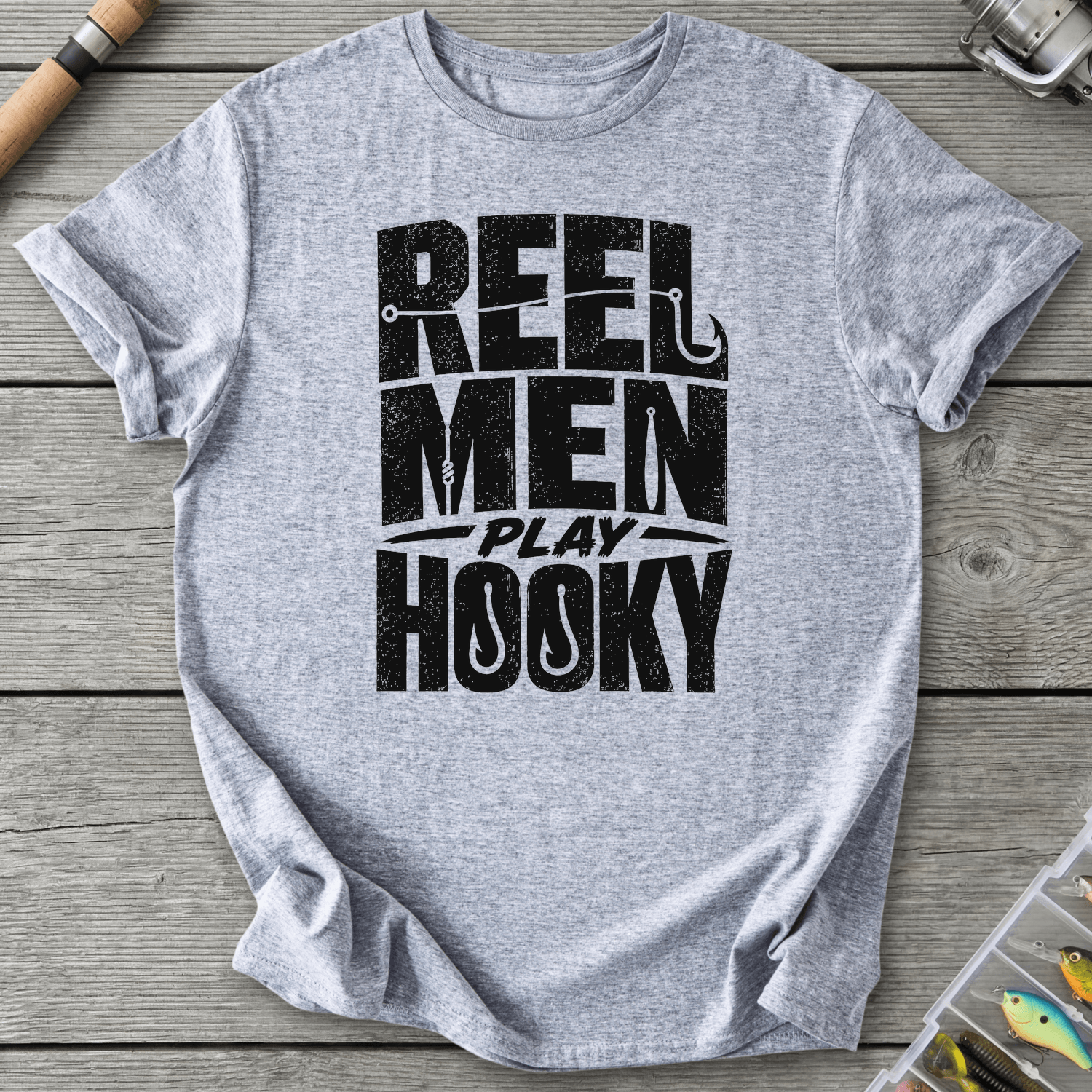 Reel Men Play Hooky T-Shirt in Sport Grey | River Giants Club