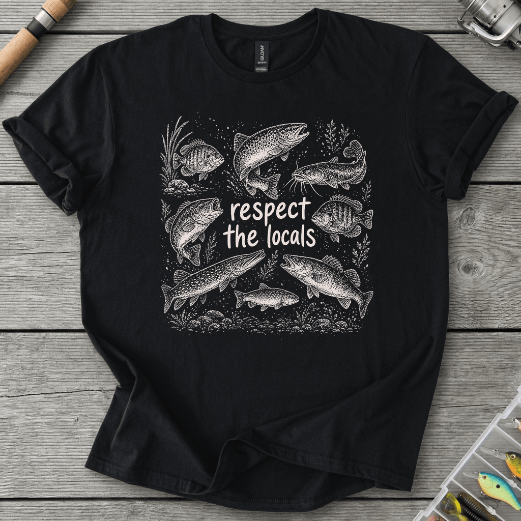 Respect the Locals Fishing T-Shirt in Black | River Giants Club