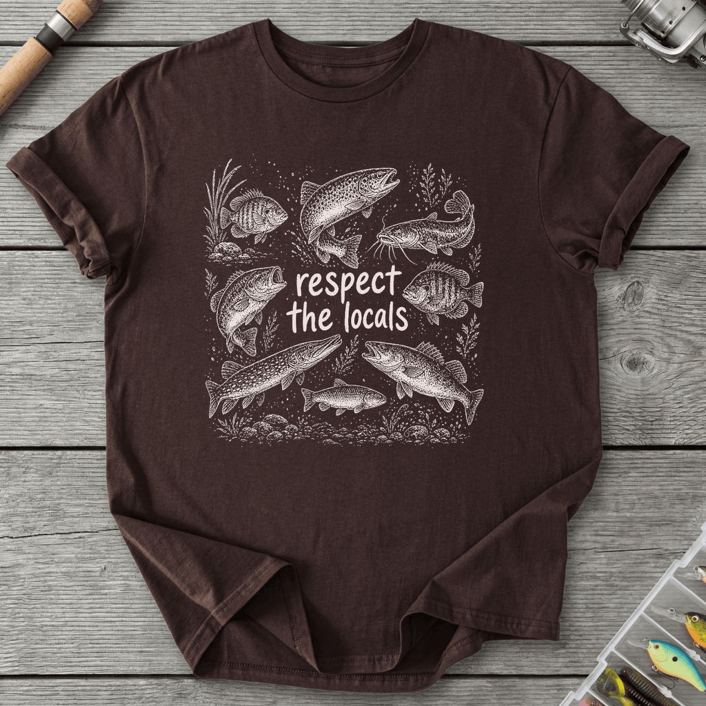 Respect the Locals Fishing T-Shirt in Dark Chocolate | River Giants Club