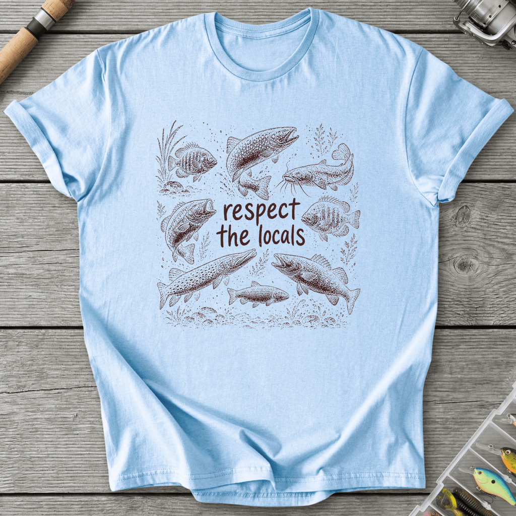 Respect the Locals Fishing T-Shirt in Light Blue | River Giants Club