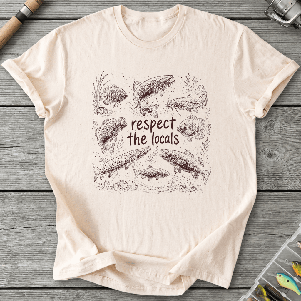 Respect the Locals Fishing T-Shirt in Natural | River Giants Club