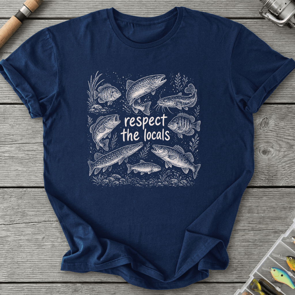 Respect the Locals Fishing T-Shirt in Navy | River Giants Club