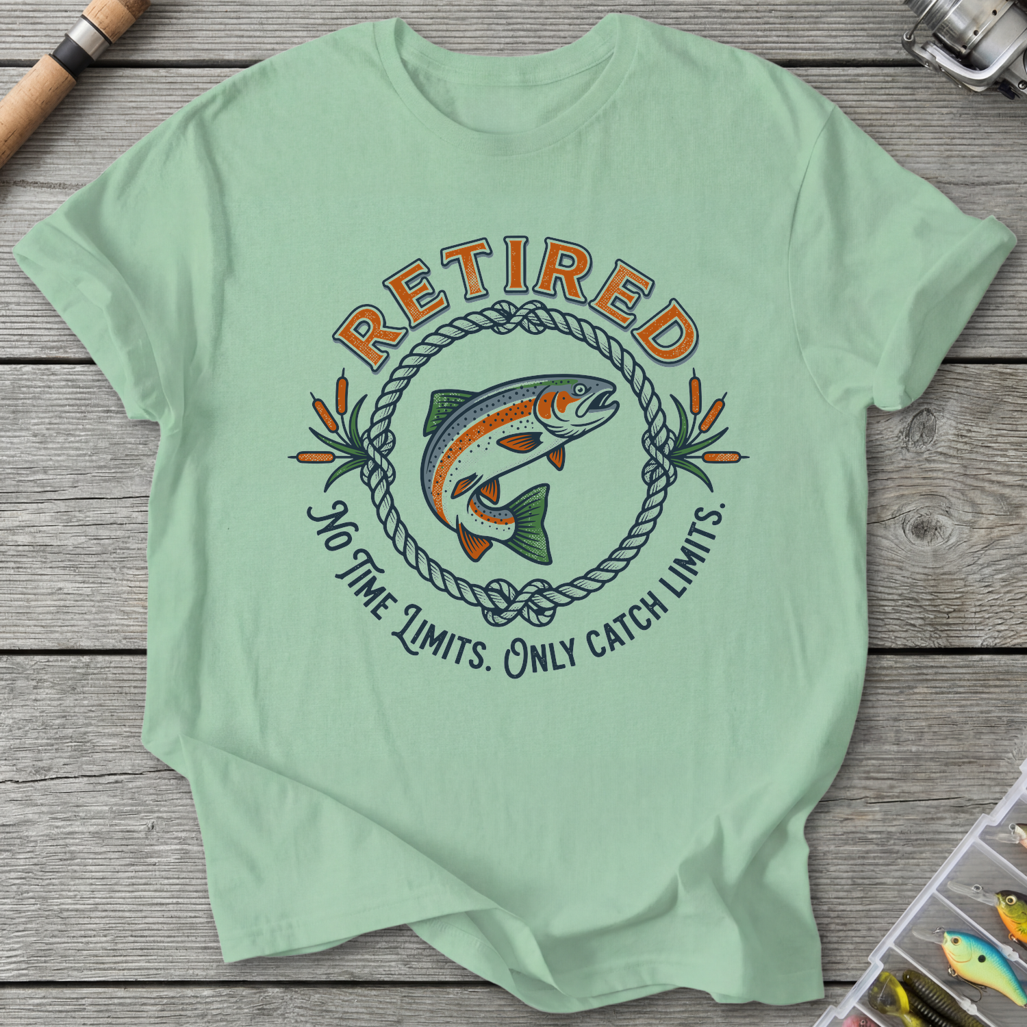 Retired Catch Limits T-Shirt in Mint Green | River Giants Club