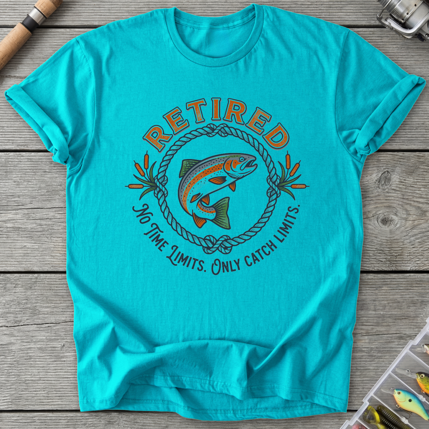Retired Catch Limits T-Shirt in Tropical Blue | River Giants Club