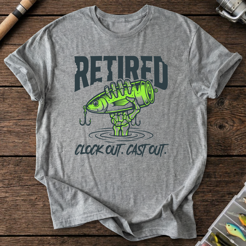 Retired Clock Out Cast Out T-Shirt in Graphite Heather | River Giants Club