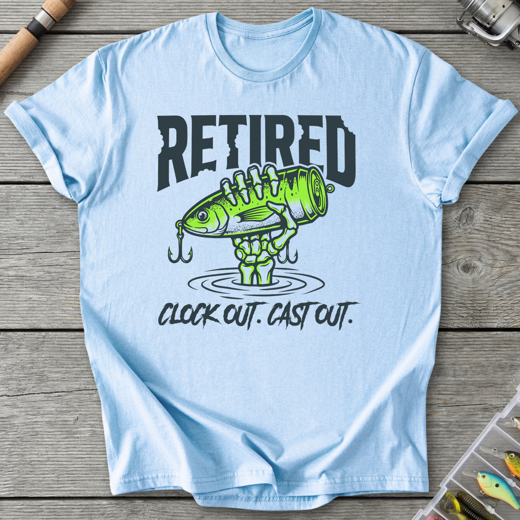 Retired Clock Out Cast Out T-Shirt in Light Blue | River Giants Club