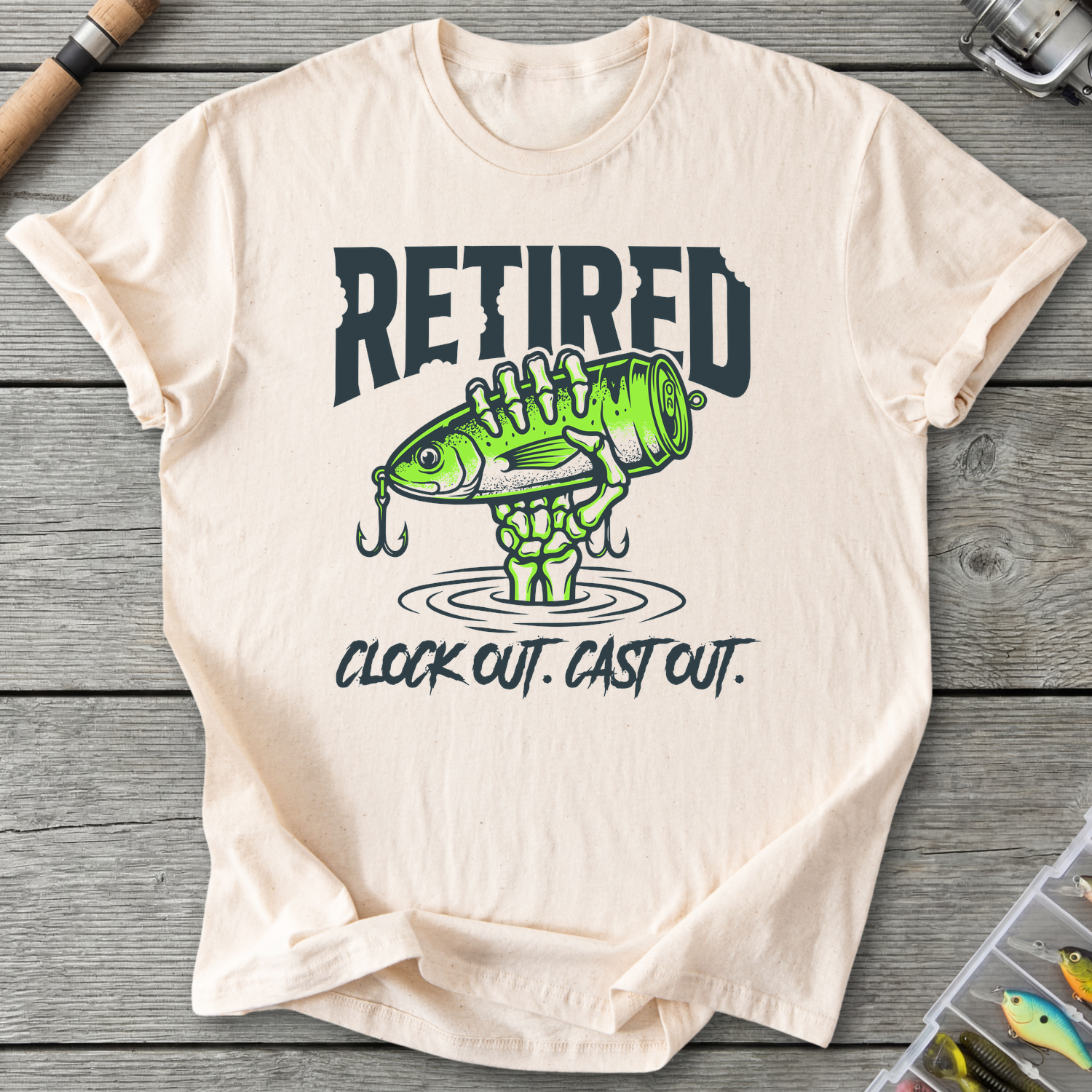Retired Clock Out Cast Out T-Shirt in Natural | River Giants Club