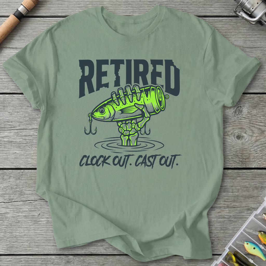 Retired Clock Out Cast Out T-Shirt in Sage | River Giants Club