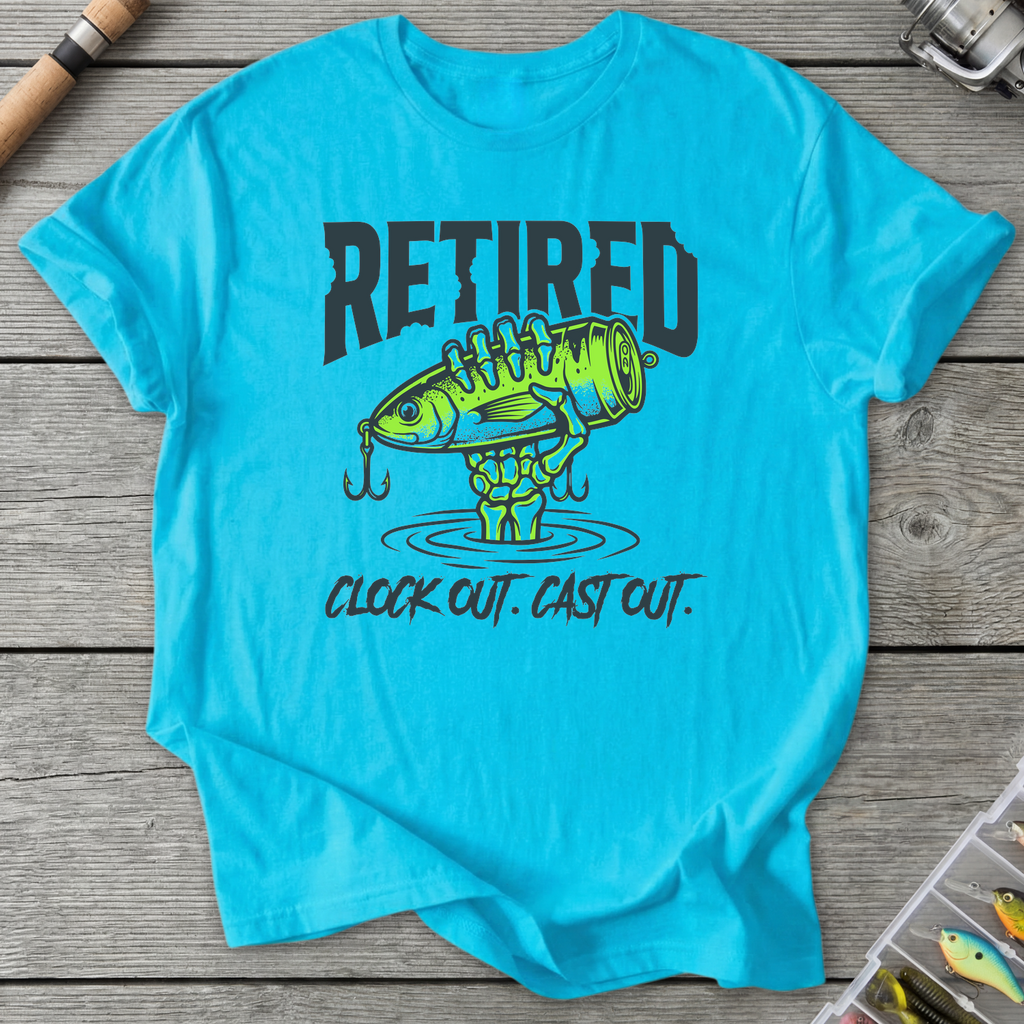 Retired Clock Out Cast Out T-Shirt in Sky | River Giants Club