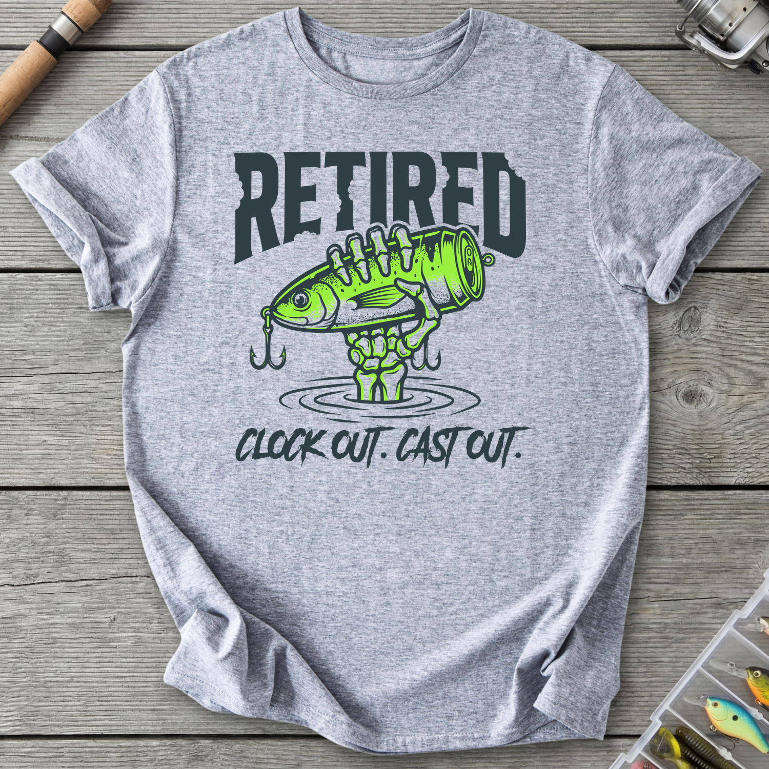 Retired Clock Out Cast Out T-Shirt in Sport Grey | River Giants Club