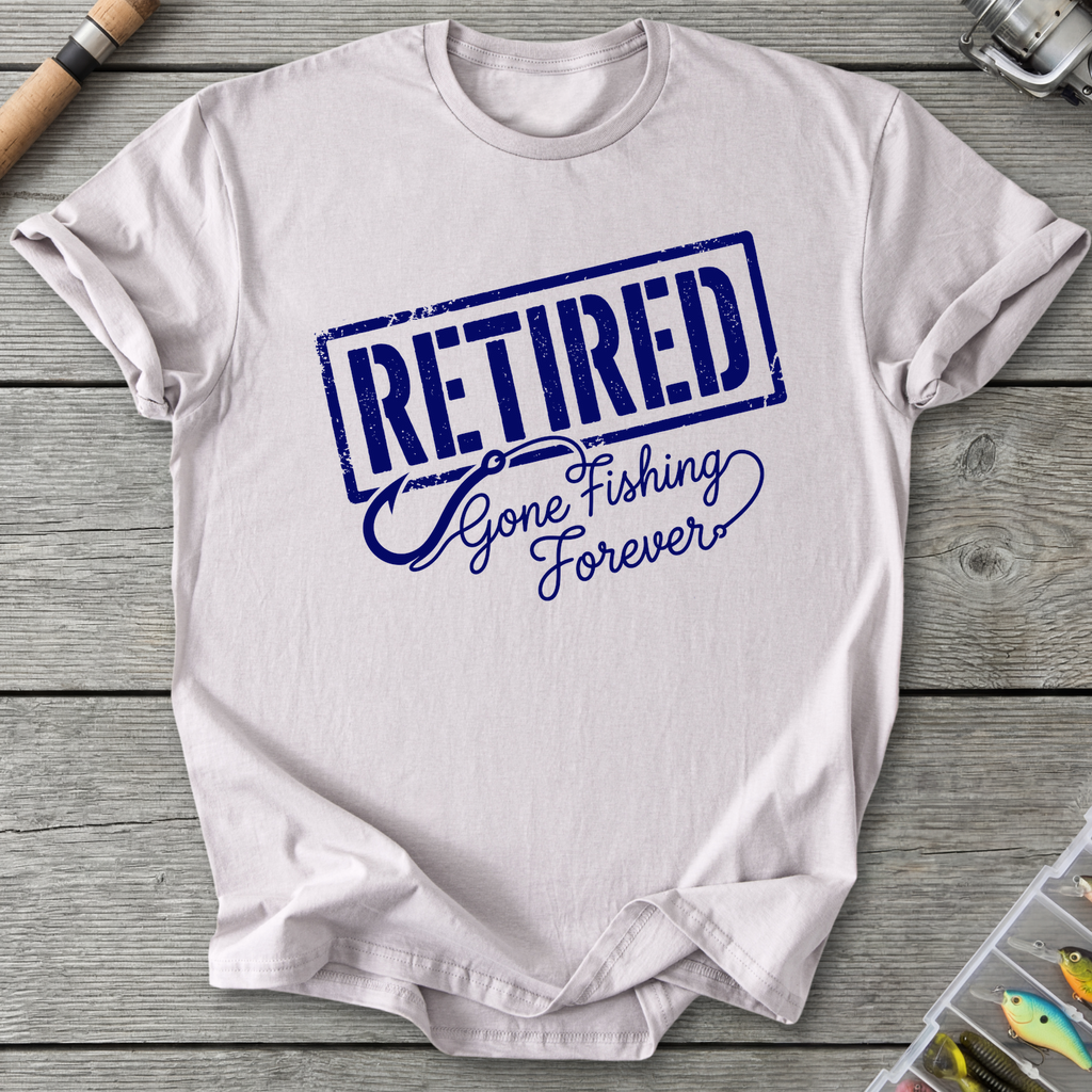 Retired Gone Fishing Forever T-Shirt in Ice Grey | River Giants Club