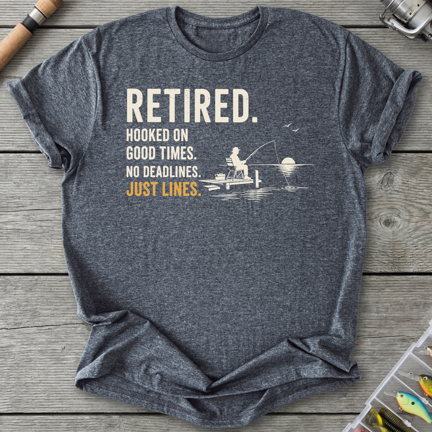Retired Hooked On Good Times T-Shirt in Dark Heather | River Giants Club