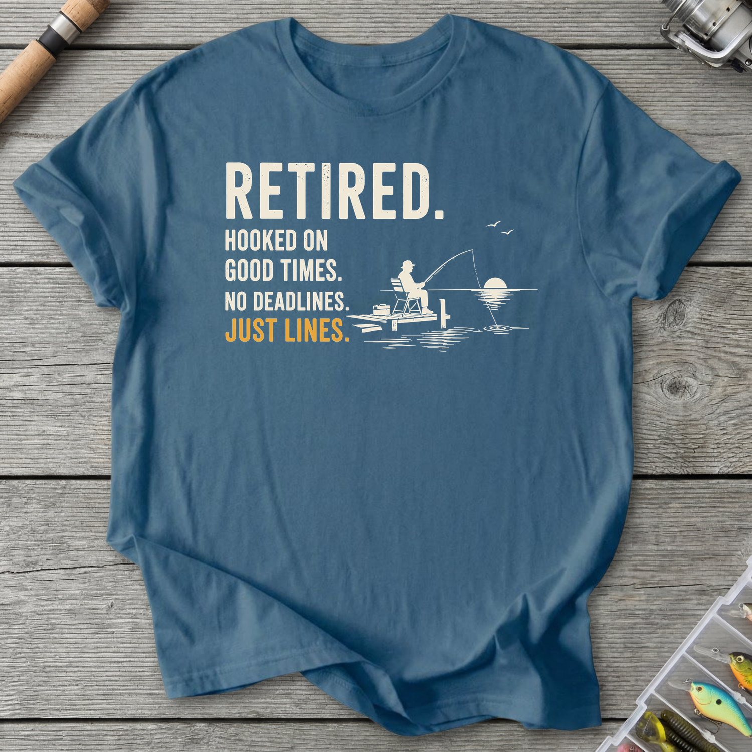 Retired Hooked On Good Times T-Shirt in Indigo Blue | River Giants Club