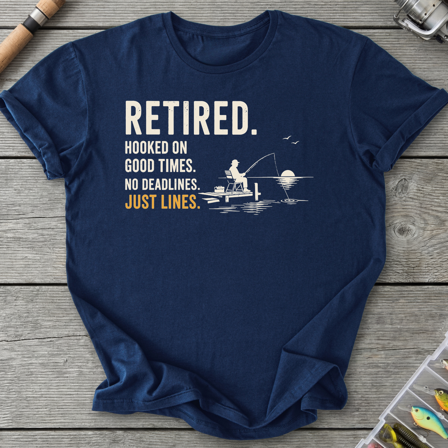 Retired Hooked On Good Times T-Shirt in Navy | River Giants Club