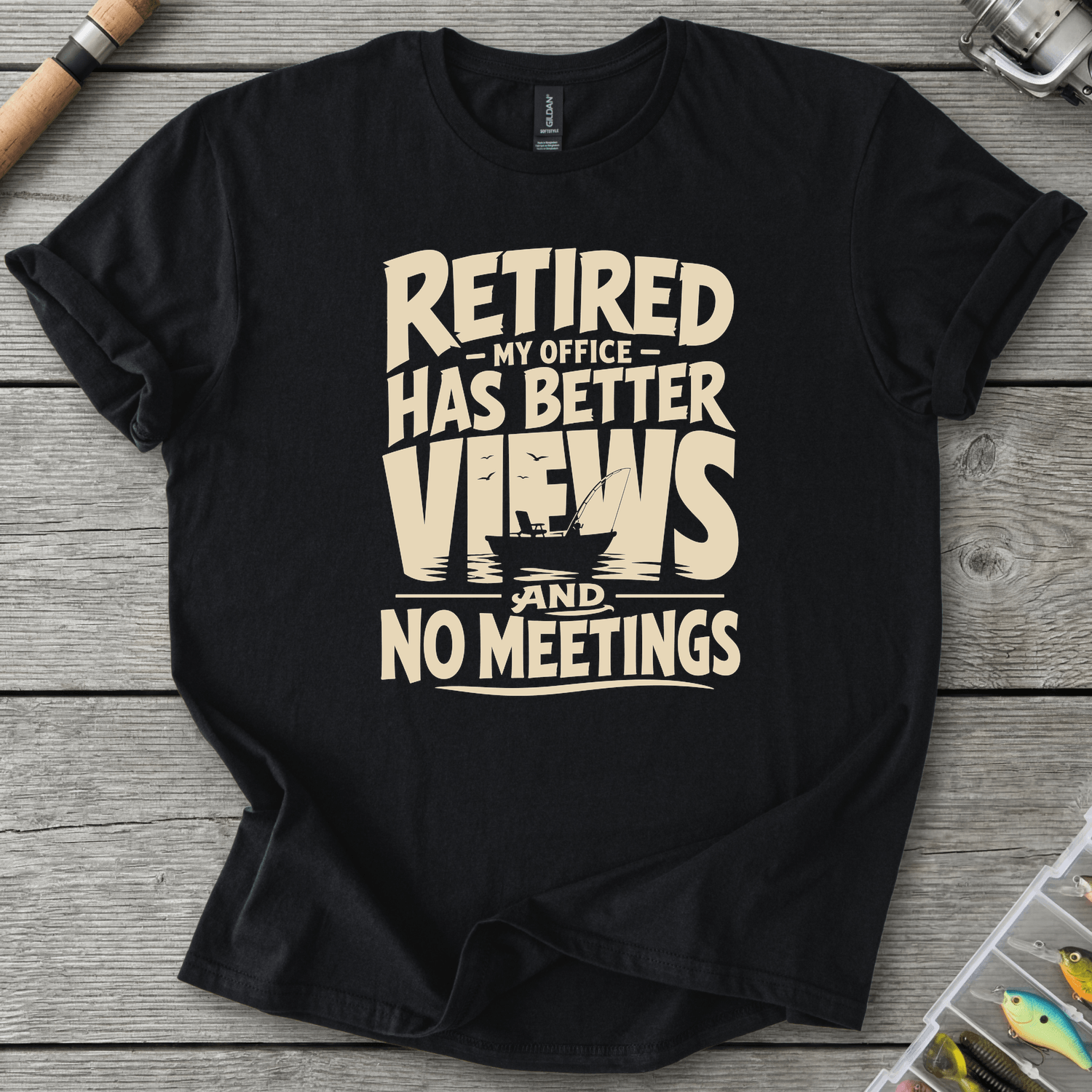 Retired Office View T-Shirt in Black | River Giants Club
