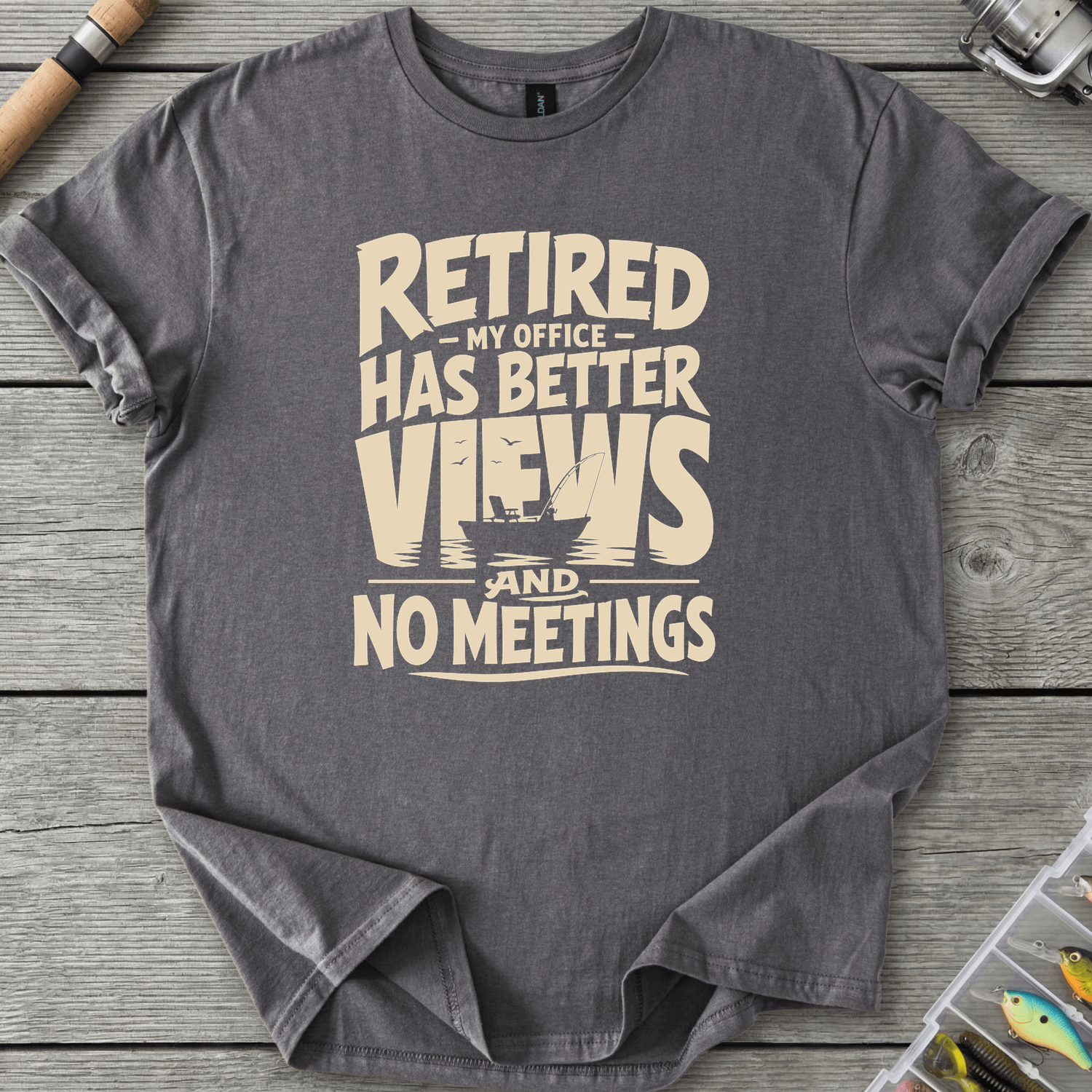 Retired Office View T-Shirt in Charcoal | River Giants Club