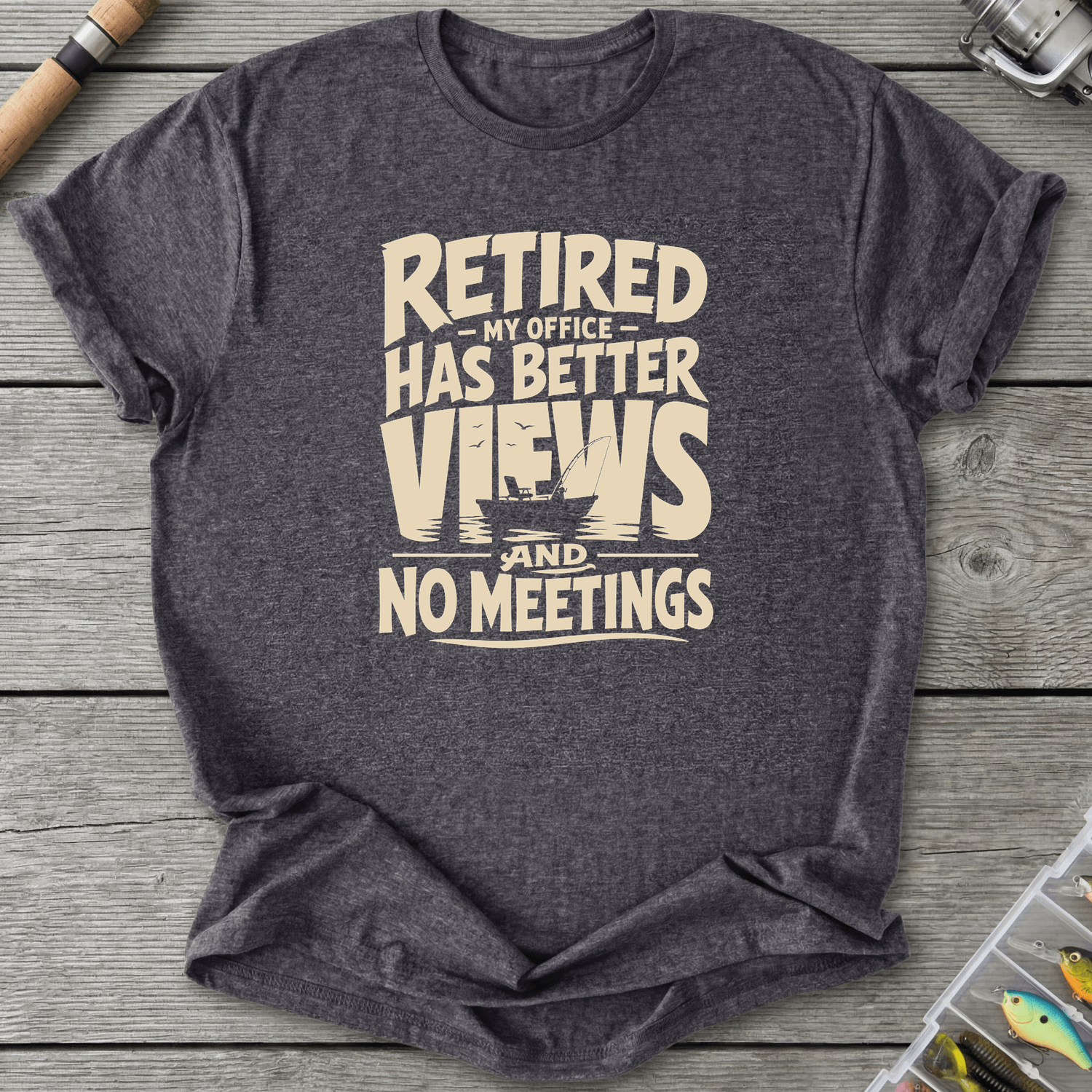 Retired Office View T-Shirt in Dark Heather Grey | River Giants Club