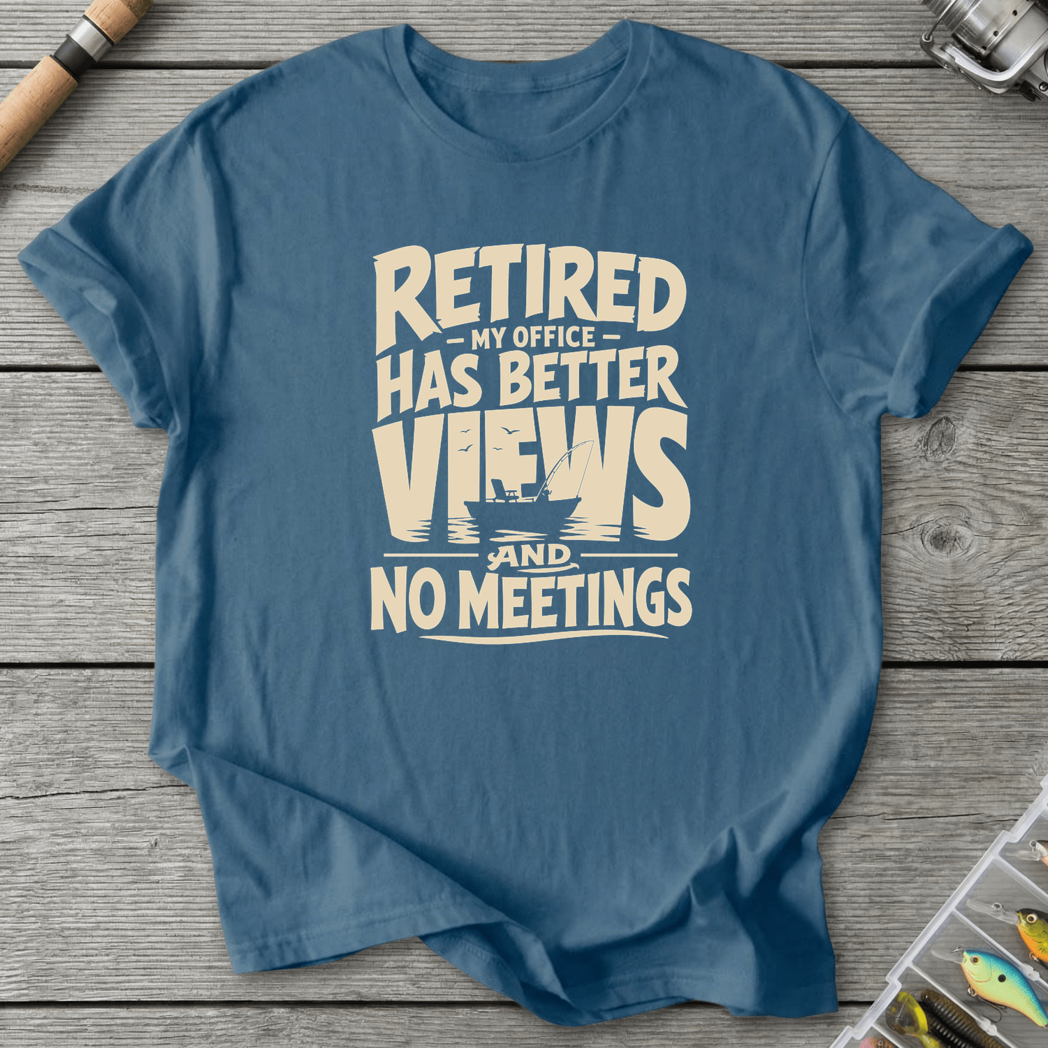 Retired Office View T-Shirt in Indigo Blue | River Giants Club