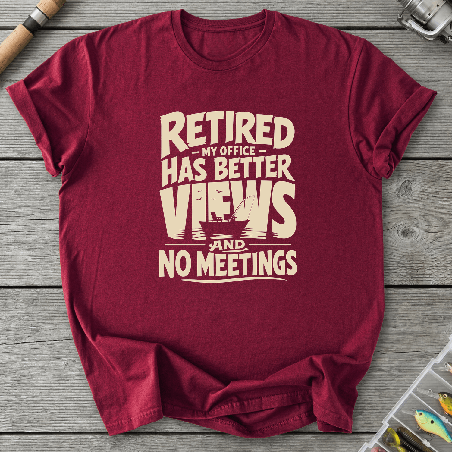 Retired Office View T-Shirt in Maroon | River Giants Club