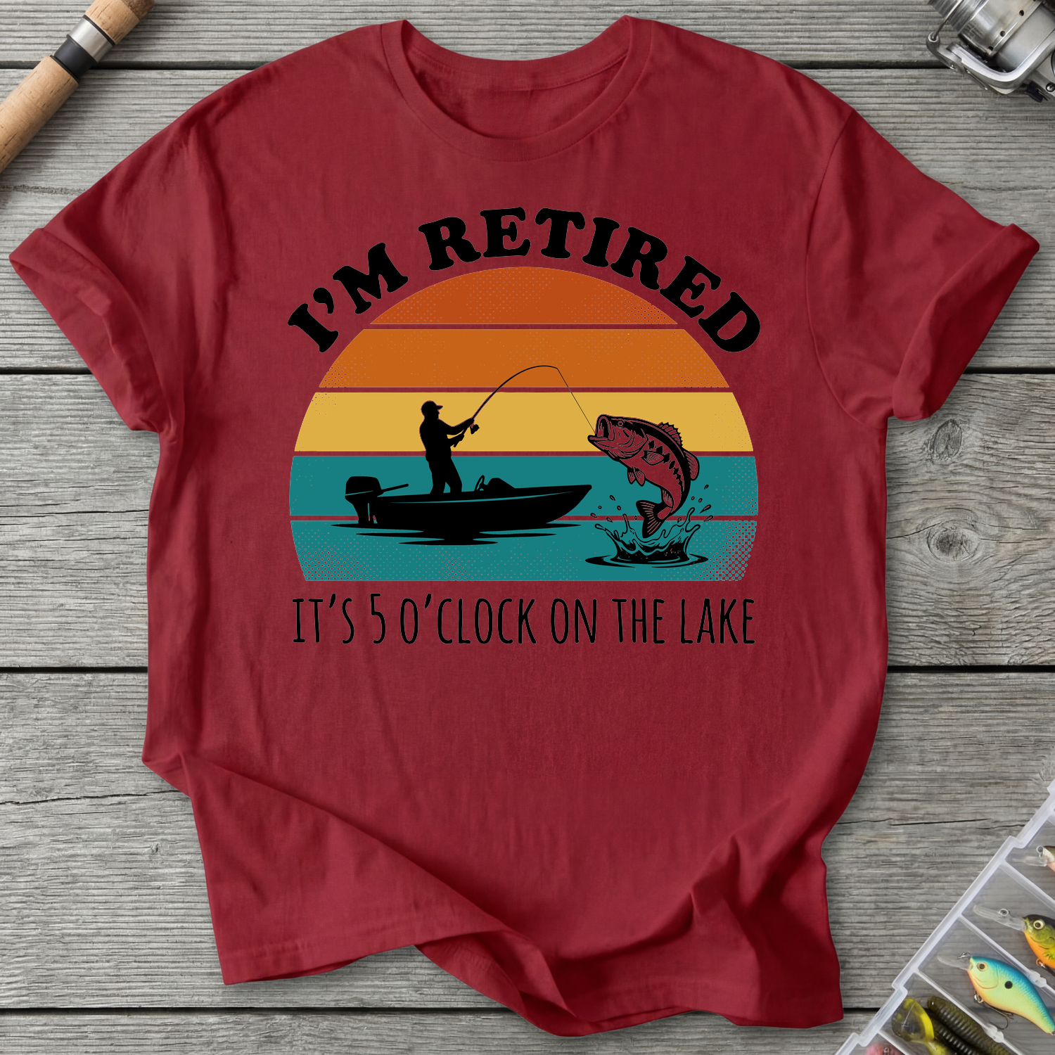Retired on the Lake T-Shirt in Antique Cherry Red | River Giants Club