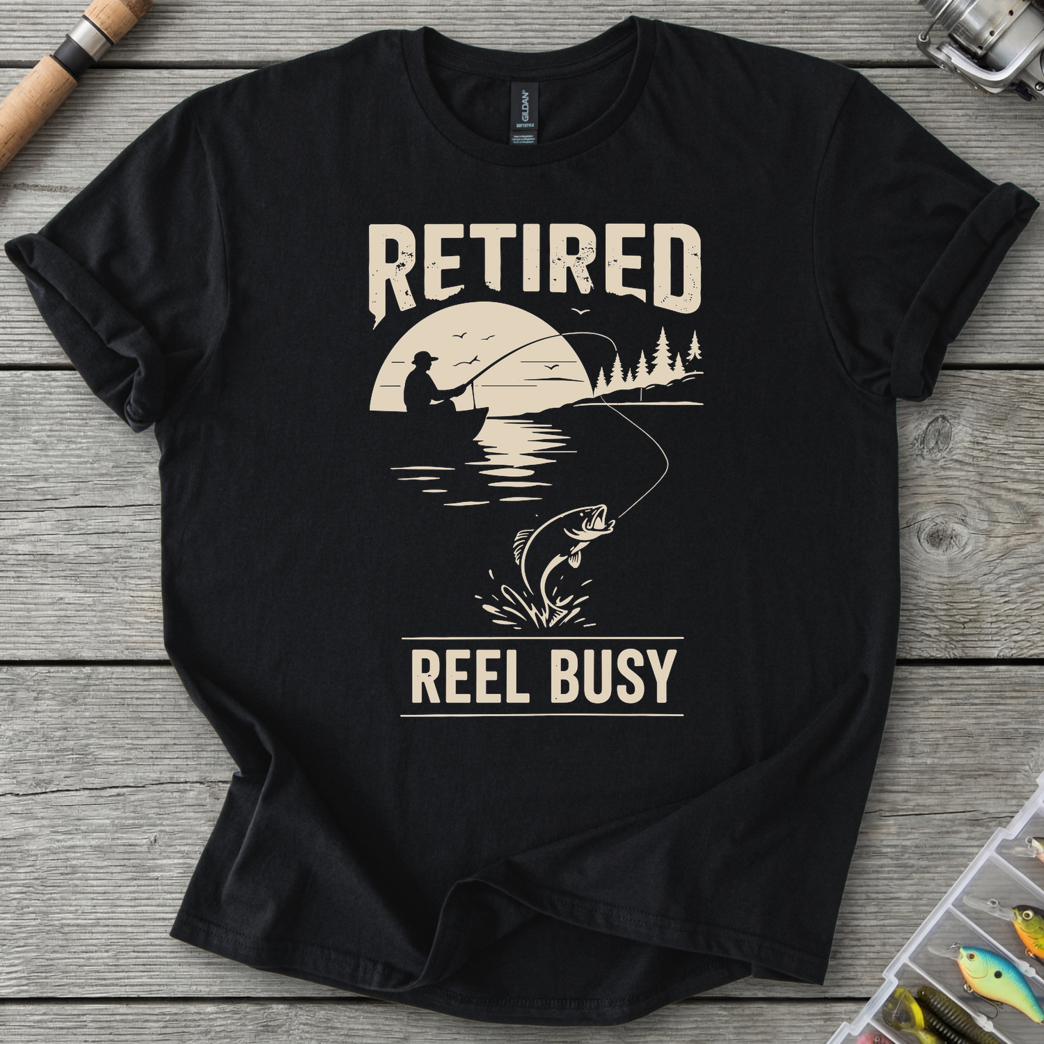 Retired Reel Busy T-Shirt in Black | River Giants Club