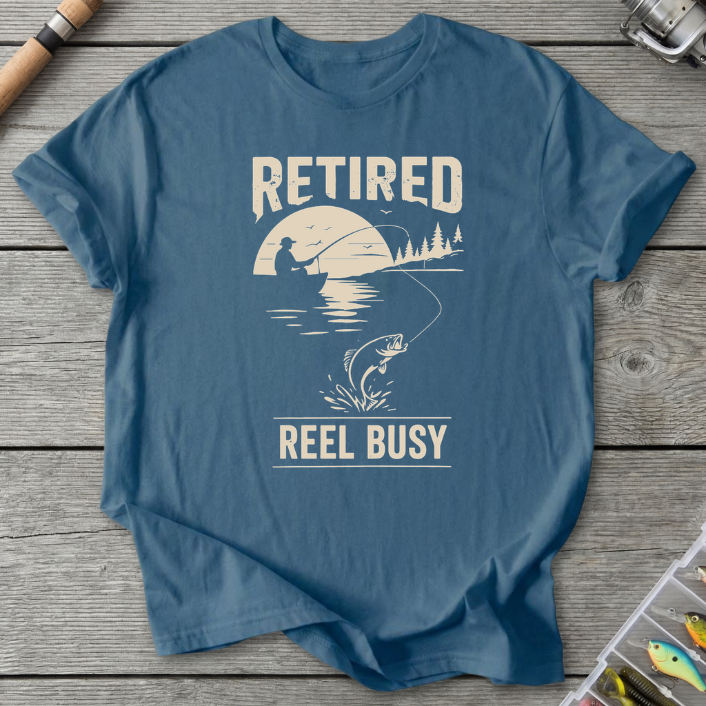 Retired Reel Busy T-Shirt in Indigo Blue | River Giants Club