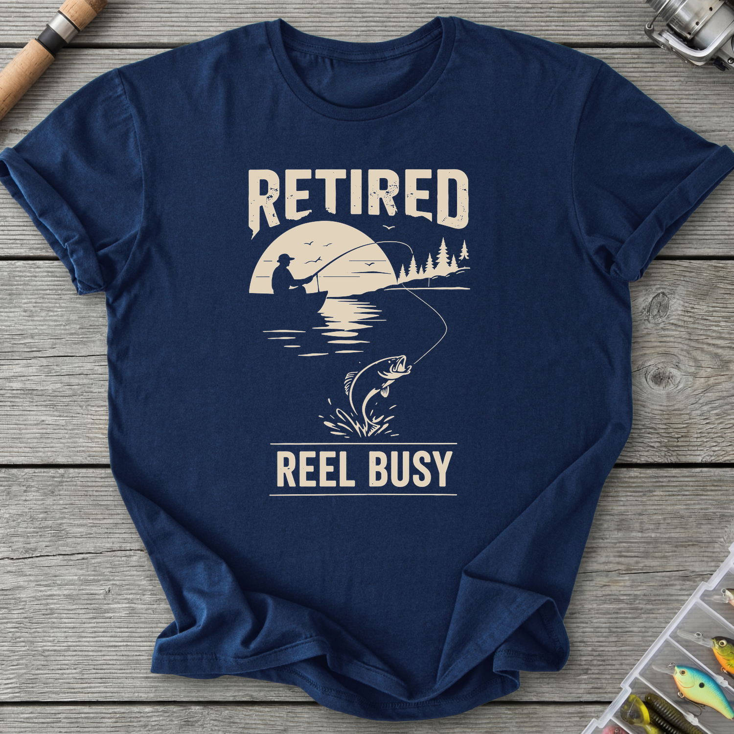 Retired Reel Busy T-Shirt in Navy | River Giants Club