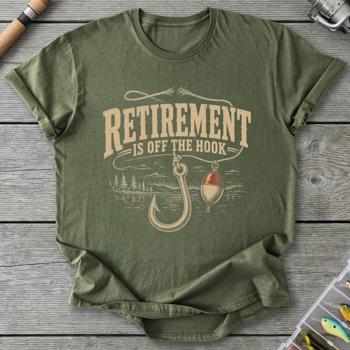 Retirement Off The Hook T-Shirt in Military Green | River Giants Club