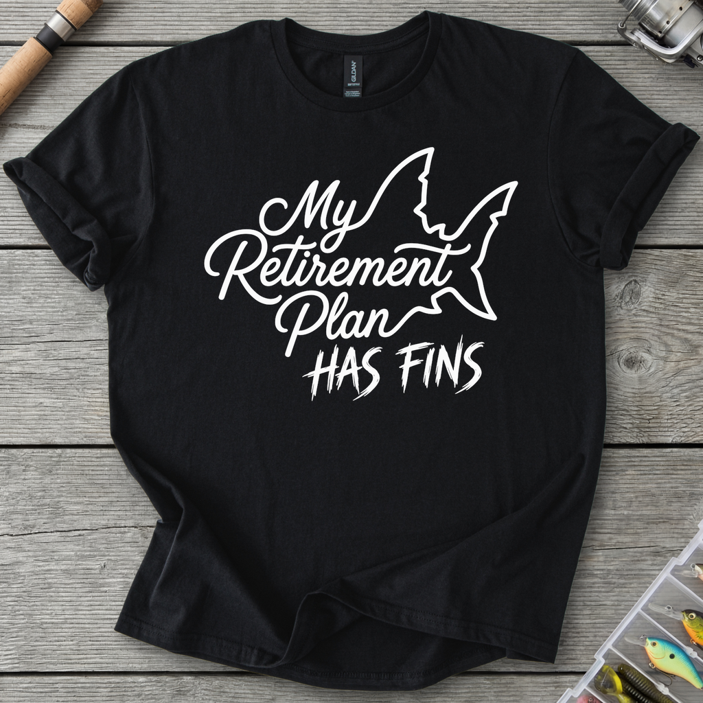 Retirement Plans Has Fins T-Shirt in Black | River Giants Club