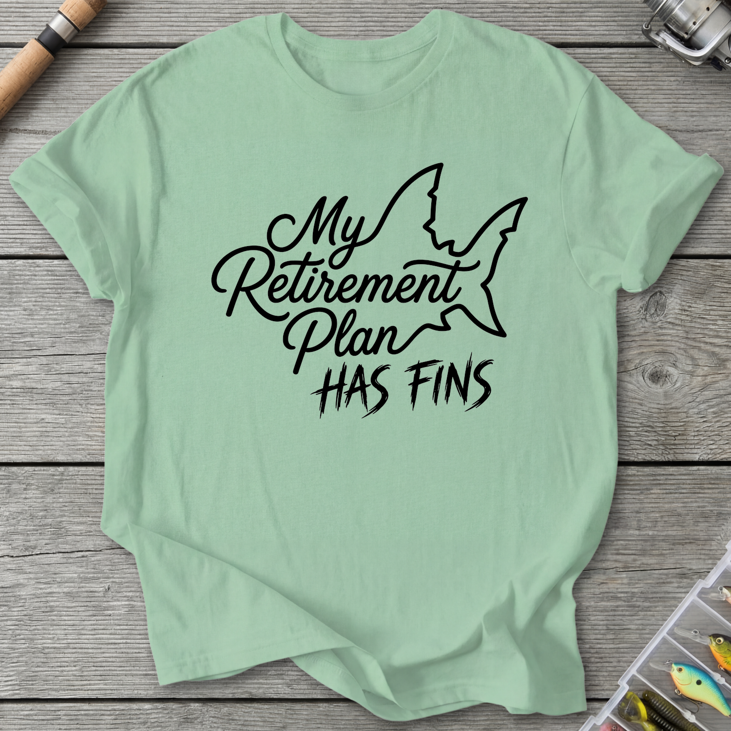 Retirement Plans Has Fins T-Shirt in Mint Green | River Giants Club
