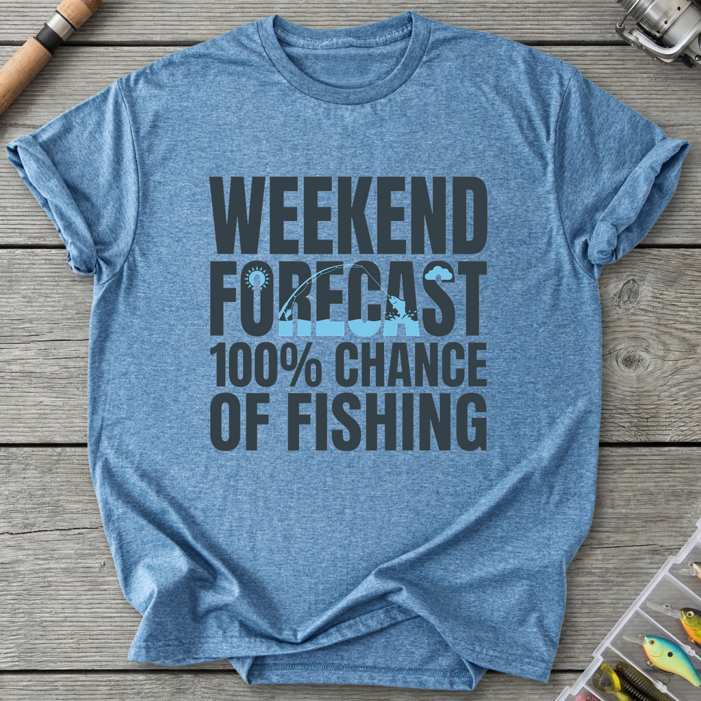 100% Chance of Fishing T-Shirt — Heather Indigo | River Giants Club
