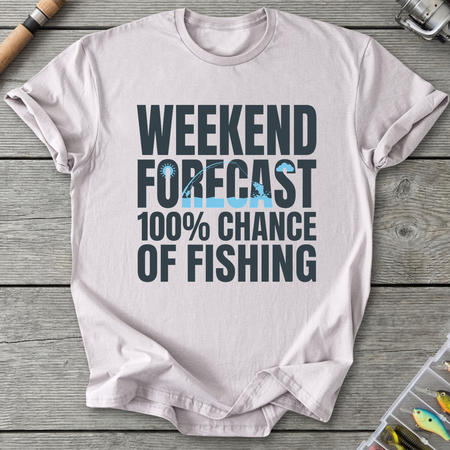 100% Chance of Fishing T-Shirt — Ice Grey | River Giants Club